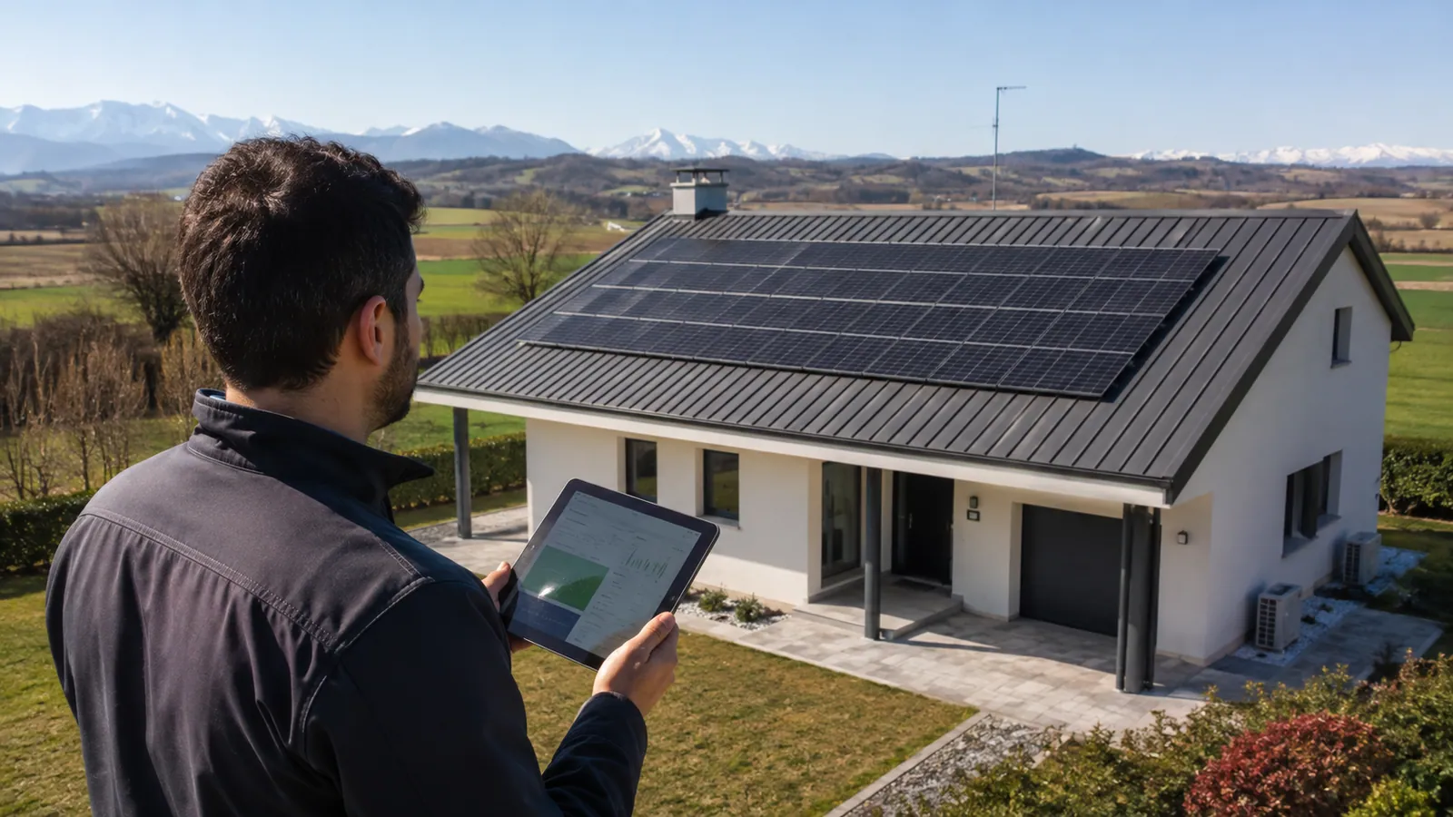 Immagine illustrativa: tecnico che consulta un tablet durante un sopralluogo energetico